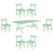 Casa Padrino Art Nouveau furniture set green - 1 Wrought Iron Garden Table & 6 Wrought Iron Garden Chairs - Nostalgic wrought iron garden furniture - Baroque & Art Nouveau garden furniture