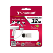 Transcend FlashDrive 32GB TS32GJF880S USB JetFlash 880S, USB3.0, Micro-USB, OTG, 90/24 MB/s, Metalic, Ultra slim, Silver