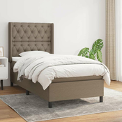 Greatstore Box spring postelja z vzmetnico taupe 80x200 cm blago