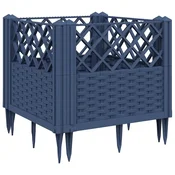 Vidaxl Cvetlično korito z zatiči modro sivo 43,5x43,5x43,5 cm PP