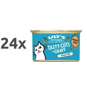 Lilys Kitchen Tasty Cuts v omaki Adult - oceanske ribe, piščanec in svinjina 24 x 85 g