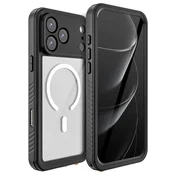 Vodoodporni ovitek IP68 za iPhone 17 Pro Max, rdeča paprika, za MagSafe, prozoren s črnim okvirjem