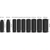 Komplet PRO Impact Socket Set, 3/8 palca, globok, 9-delni
