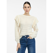 Cream womens sweater with frills ORSAY - Womens