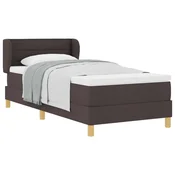 Vidaxl Postelja z vzmetnico z vzmetnico Temno rjava 100 x 200 cm blago