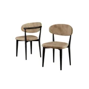 Hanah Home set trpezarijskih stolica Onex 4 kom, kapucino bukle tkanina, crne drvene noge
