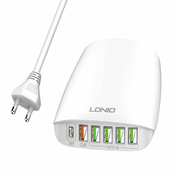LDNIO A6573C EU 5USB, USB-C 65W Power Charger + Power Cord