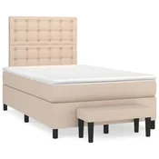 Vidaxl Box spring postelja z vzmetnico kapučino 120x190cm umetno usnje