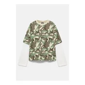 Pull&Bear Majica STWD zelena/kaki/bela
