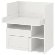 SMASTAD Pisalna miza, bela z okvirjem/z 2 predaloma, 90x79x100 cm