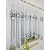 shumee Že izdelana bela voile zavesa 400x160 cm, dvojna gipur čipka, pentlja, nabiralni trak