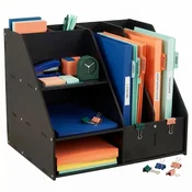Northix Namizni organizator A4 s predali – črn MDF