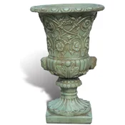 Casa Padrino luxury baroque flower pot antique green A� 49 x H. 78 cm - Handmade baroque style plant pot made of Carrara marble gravel - Baroque garden decoration - Luxury quality - Made in Italy