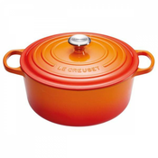 Okrogla posoda Signature z jeklenim gumbom 28 cm, oranžna
