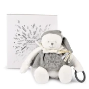 Doudou Darilni set Plišasti polarni medvedek s obročkom 30 cm siv siv