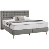 Carryhome POSTELJA BOXSPRING 160 cm x 200 cm , tekstil svetlo siva
