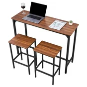 VEVOR Set barske mize in stolov 3-delni 1200x400x900 mm rjave barve