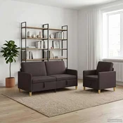 Set sofe s pohranom 2 pcs Tamno smeda Poliester