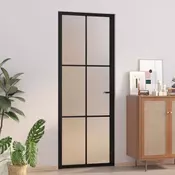 Vidaxl vidaXL Notranja vrata 76x201,5 cm črno matirano steklo in aluminij