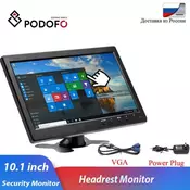 Podofo 10.1” Car Monitor With HDMI VGA Rear Camera Monitor for TV & Computer Display LCD Color Screen & Home Security System