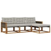 Set vanjskih sofa s jastukom 4 pcs Prirodna i svjetlosiva