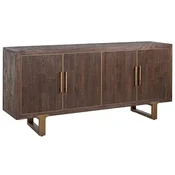 Casa Padrino luxury sideboard brown/brass 180 x 45 x H. 86 cm - Solid wood cabinet with 4 doors - Living room furniture - Living room furnishings - Luxury furniture - Luxury furnishings