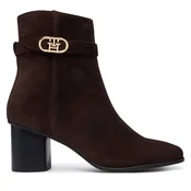 Tommy Hilfiger Škornji Th Strap Suede Block Heel Boot FW0FW09521 Temno rjava