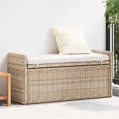 vidaXL Klop s prostorom za shranjevanje Naravna 110 x 40 x 50 cm Ratan