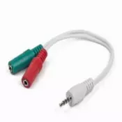CCA 417W Gembird 2x 3.5 mmslusalice i mikrofon adapter na 1x 3.5mm4 pin cable, 0.2 m beli