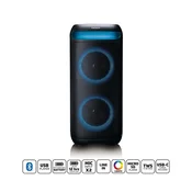 Lenco PA-210BK Bluetooth 5.3 party zvučnik s ugrađenim osvjetljenjem, TWS, pojačalom od 100 W i 2 ulaza za mikrofon
