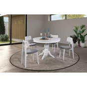 Hanah Home Trpezarijski sto na razvlacenje i stolice Albero153, 118-158 cm, 4 stolice, Beli