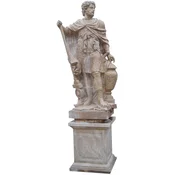 Casa Padrino Antique Style Marble Sculpture Roman on Column Left Side Beige H. 280 cm