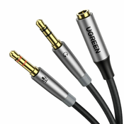 Ugreen AV193 avdio kabel 3.5mm F/2xM 20cm, črna