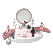 Kozmetický stolík s polohovateľným zrkadlom My Beauty Studio Smoby s otočnými poličkami a stromčeky na zavesenie šperkov s 15 doplnkami od 3 rokov SM320258