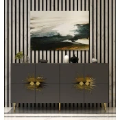 Hanah Home Konzola Nida KB150, 150x75x35 cm, Antracit-zlatne boje