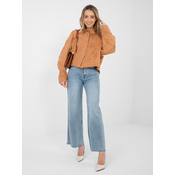 Ženska jeans jakna v temno oranžni barvi
