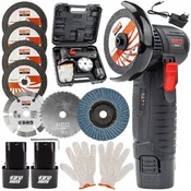 RED TECHNIC Komplet 76mm akumulatorski brezkrtačni kotni brusilnik 12V 2x2Ah