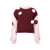 PIECES Pulover PCJENNER  roza / boja vina / bijela