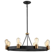 Quintiesse QN-SILAS-8P-DZ - Luster na štapu SILAS 8xE27/60W/230V crna/zlatna