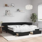 VIDAXL Izvlečna dnevna postelja s predali črna 100x200 cm žamet