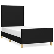 Vidaxl posteljni okvir brez vzmetnice Črna 90x190cm Tkanina