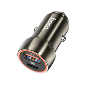 HOCO avtopolnilec Z46A QC 20W 3A z 1x USB-A, 1x Type C za Samsung, Apple - siv