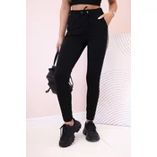 Kesi Womens sweatpants with side stripes and drawstring waist black