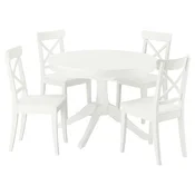 ROSENTORP/ROSENTORP Miza in 4 stoli, bela/bela, 110/155 cm
