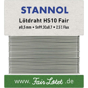 Stannol Stannol mehka spajkalna žica HS10 Fair v zlitini Flowtin + TC Sn99Cu1 z 2\,5-odstotno vsebnostjo pretoka 0\,5 mm s premerom na navijalni kartici 10 g Stannol HS10Fair spajkalna žica\, neosvi, (20428471)