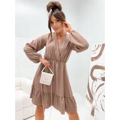 Resti Womens Mini Dress with Ruffles and Wrap Neckline