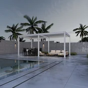 Bioklimatska pergola Antares Samostoječa, 3 x 6, Bela, Električni motor in LED luči