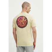 Pamučna majica Rip Curl za muškarce, boja: žuta, s tiskom