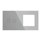 ELEKTRO SMART ELEKTRO SMART stakleni panel za prekidace x2 + jednostruki okvir za module s metalnim nosacem, sivi ES-G157.2G1F-GY