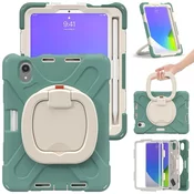 Nikcorp Oklopna maska za iPad Mini 6 sa stalkom, držačem za ruku i olovku, rotirajuća 360°, zelena